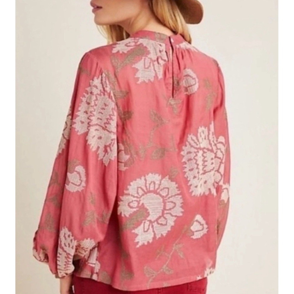 Anthropologie Payal Pratap Rhododendron Cross Stitch Embroidered Blouse - 18W - Picture 10 of 10